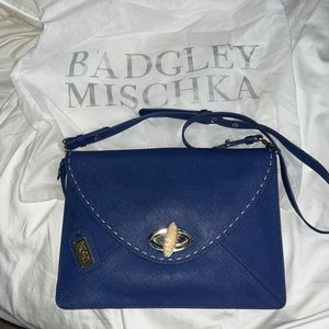 NWOT Badgley Mischka cobalt blue envelope clutch and crossbody